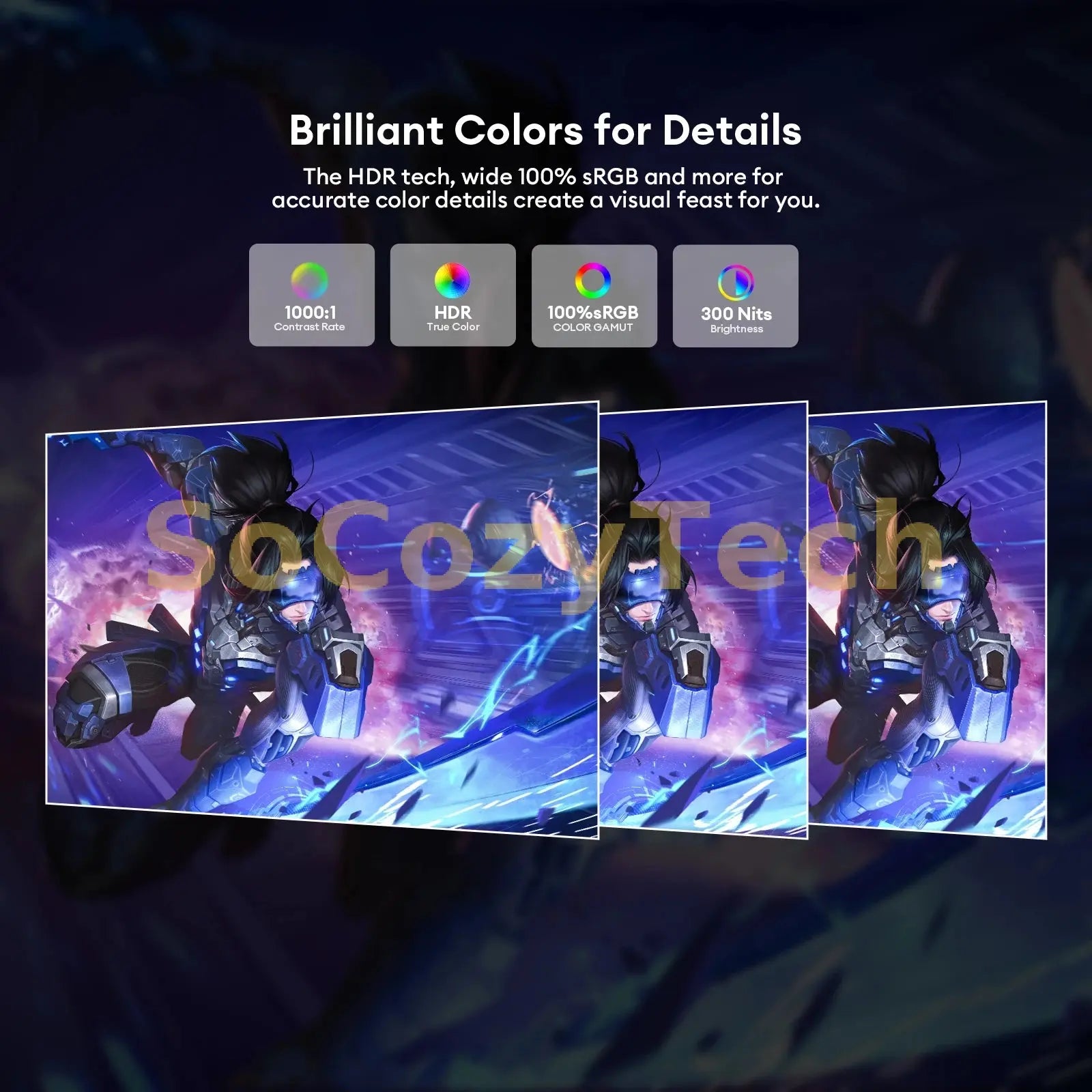 ZEUSLAP 15.6" FHD 100%sRGB 300Nits Ultra thin Back Stand Design Portable Monitor for Phone Gaming Laptop Socosytech