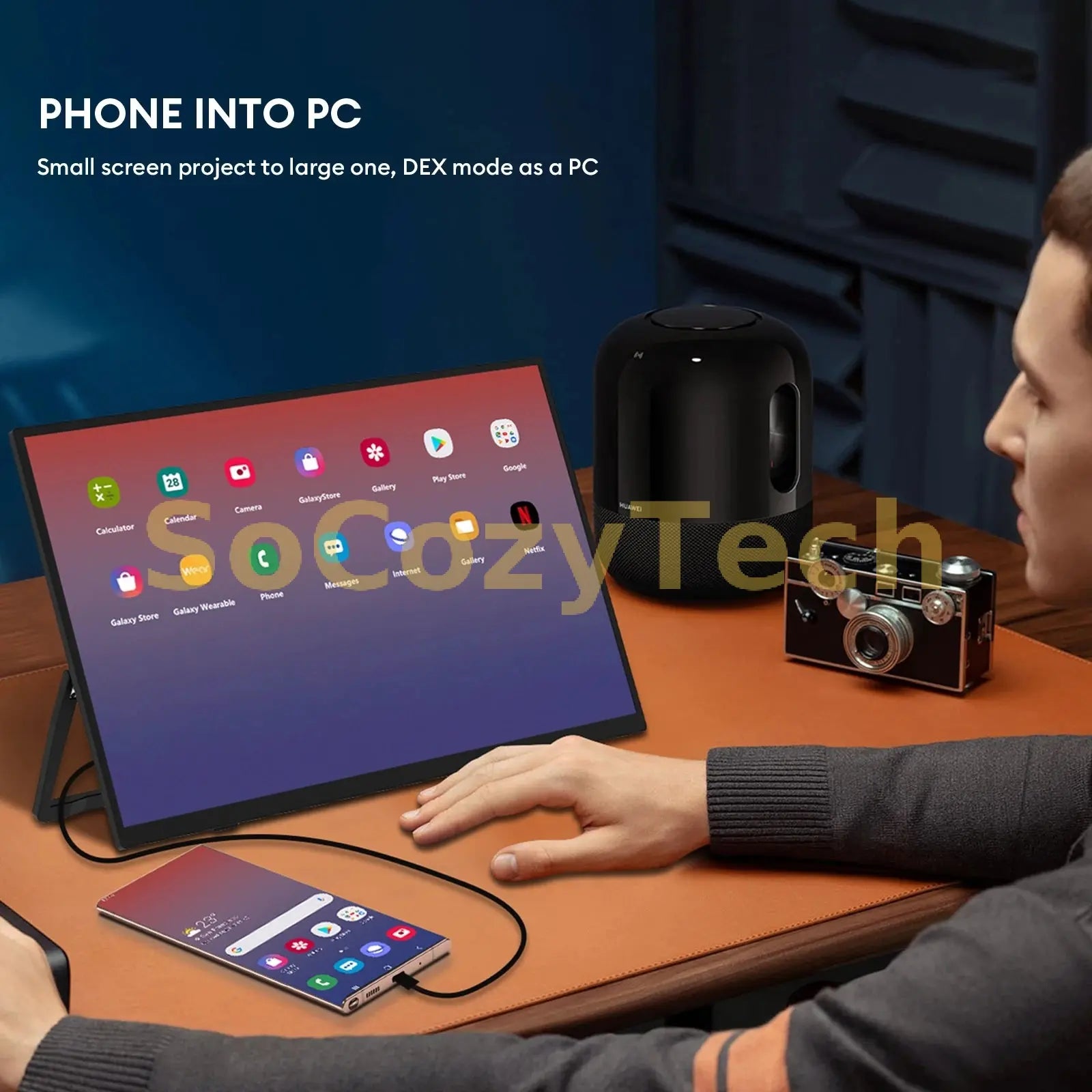 ZEUSLAP 15.6" FHD 100%sRGB 300Nits Ultra thin Back Stand Design Portable Monitor for Phone Gaming Laptop Socosytech