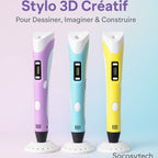 Stylo 3D + Kit Filaments PLA – Enfants & Créatifs – 100M/120M – USB/EU – YunlinLi (voir option ci dessous) - Socosytech
