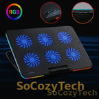 Refroidisseur PC Portable 6 Ventilateurs – Support Ergonomique RGB Socosytech