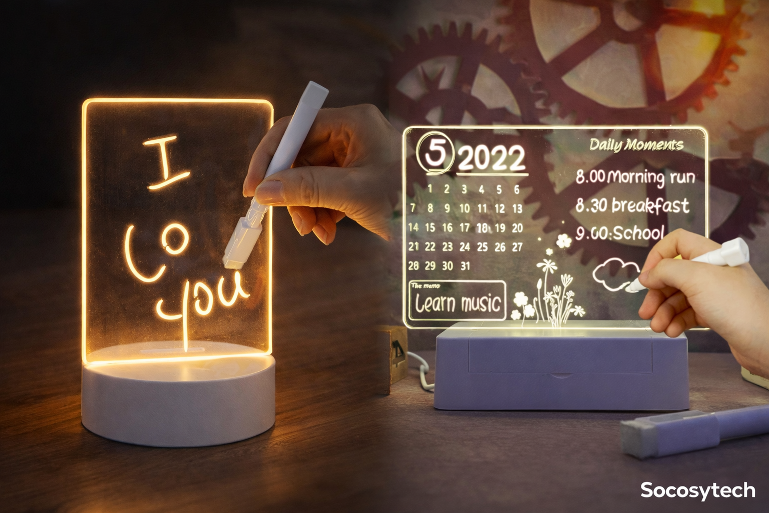 Lampe LED Message Personnalisable USB – Tableau Lumineux Écriture Effaçable