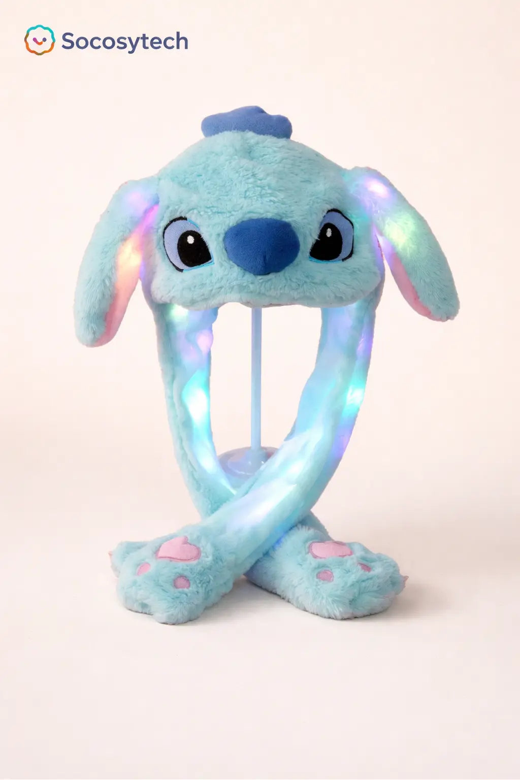 Bonnet Peluche LED à Oreilles Animées – Effet Lumineux Interactif Socosytech