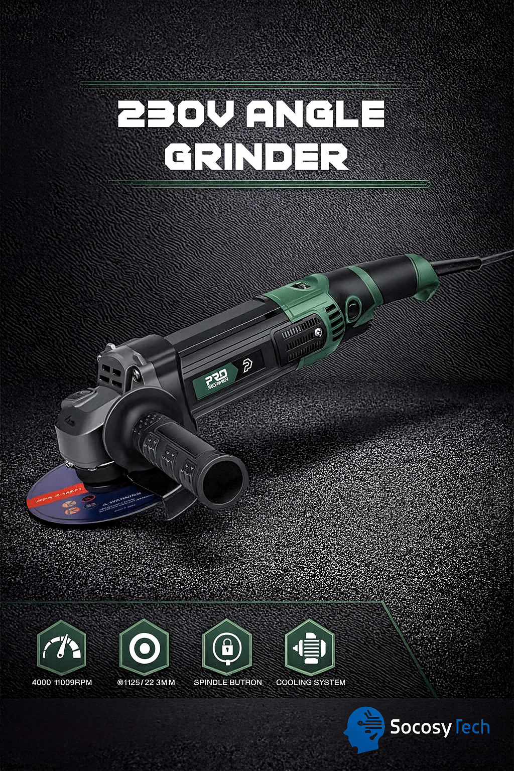 Meuleuse d’Angle 1250W – Vitesse Variable 4000–11000 RPM | PROSTORMER