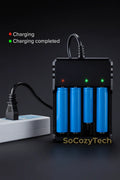 Chargeur Universel 18650 – 1/2/4 Slots – Charge Rapide AC 110–240V – Compatibilité Lithium 3.7V Socosytech