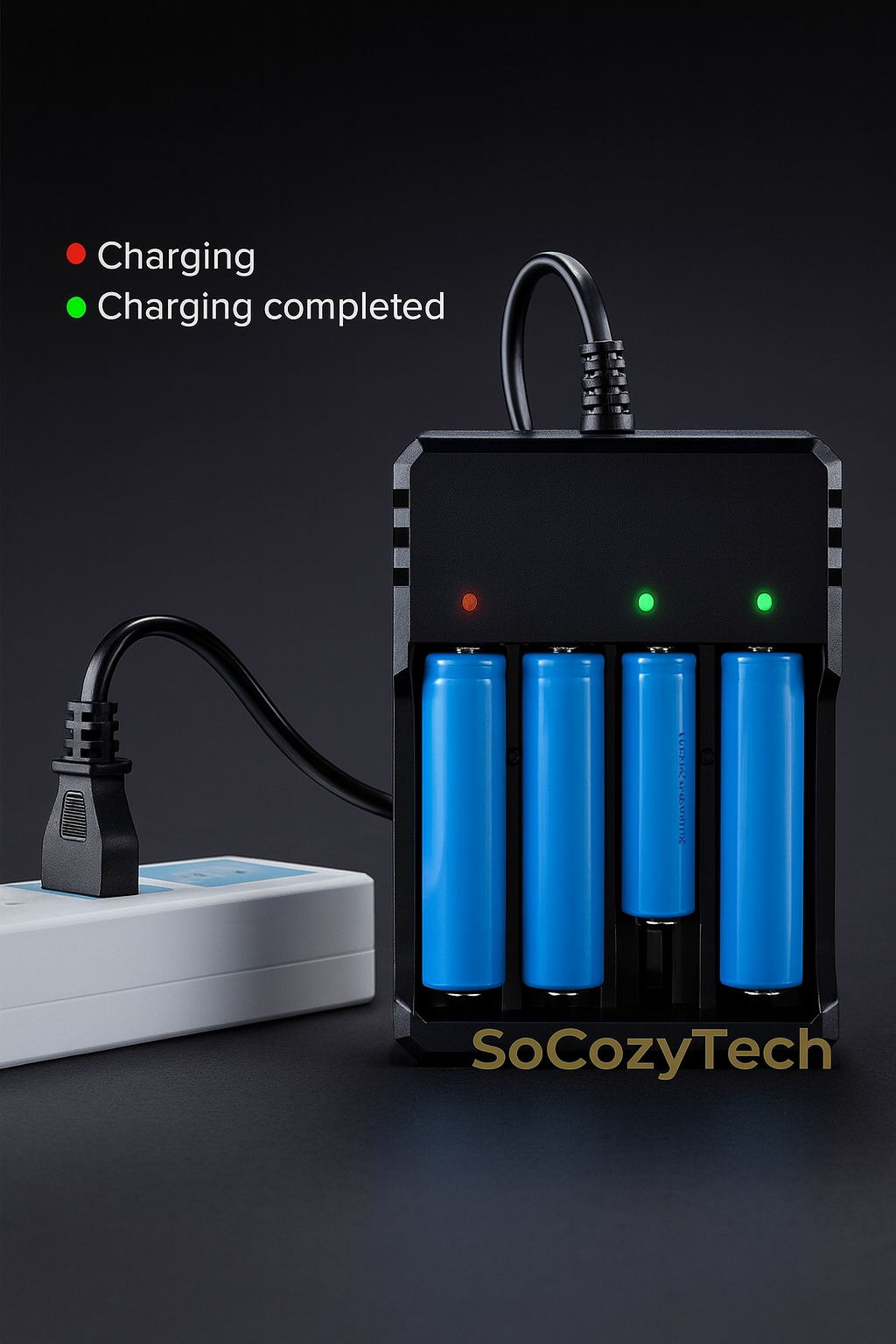 Chargeur Universel 18650 – 1/2/4 Slots – Charge Rapide AC 110–240V – Compatibilité Lithium 3.7V