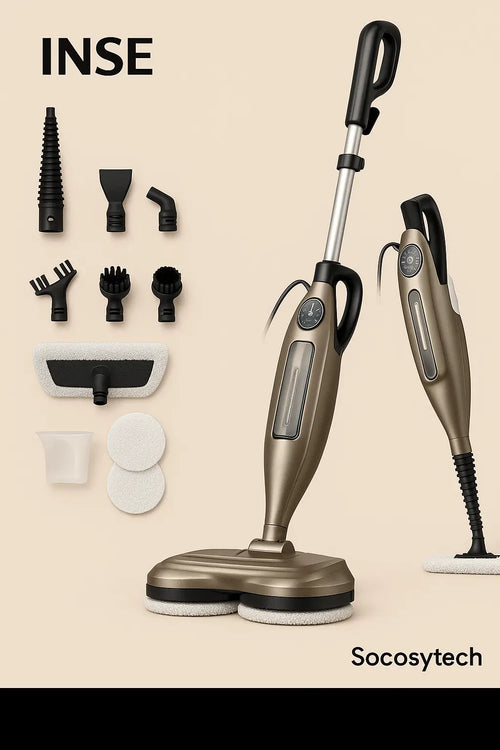 Balai Vapeur Rotatif 1300W 10-en-1–Nettoyage Sols & Tapis–INSE VM6 Socosytech