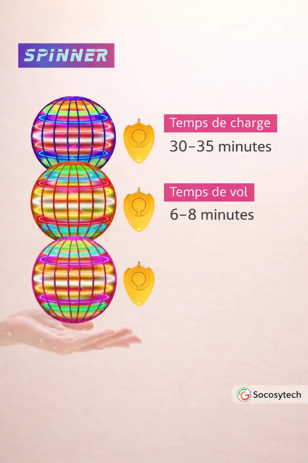 Balle Volante LED Interactive – Flying Spinner 360° Socosytech