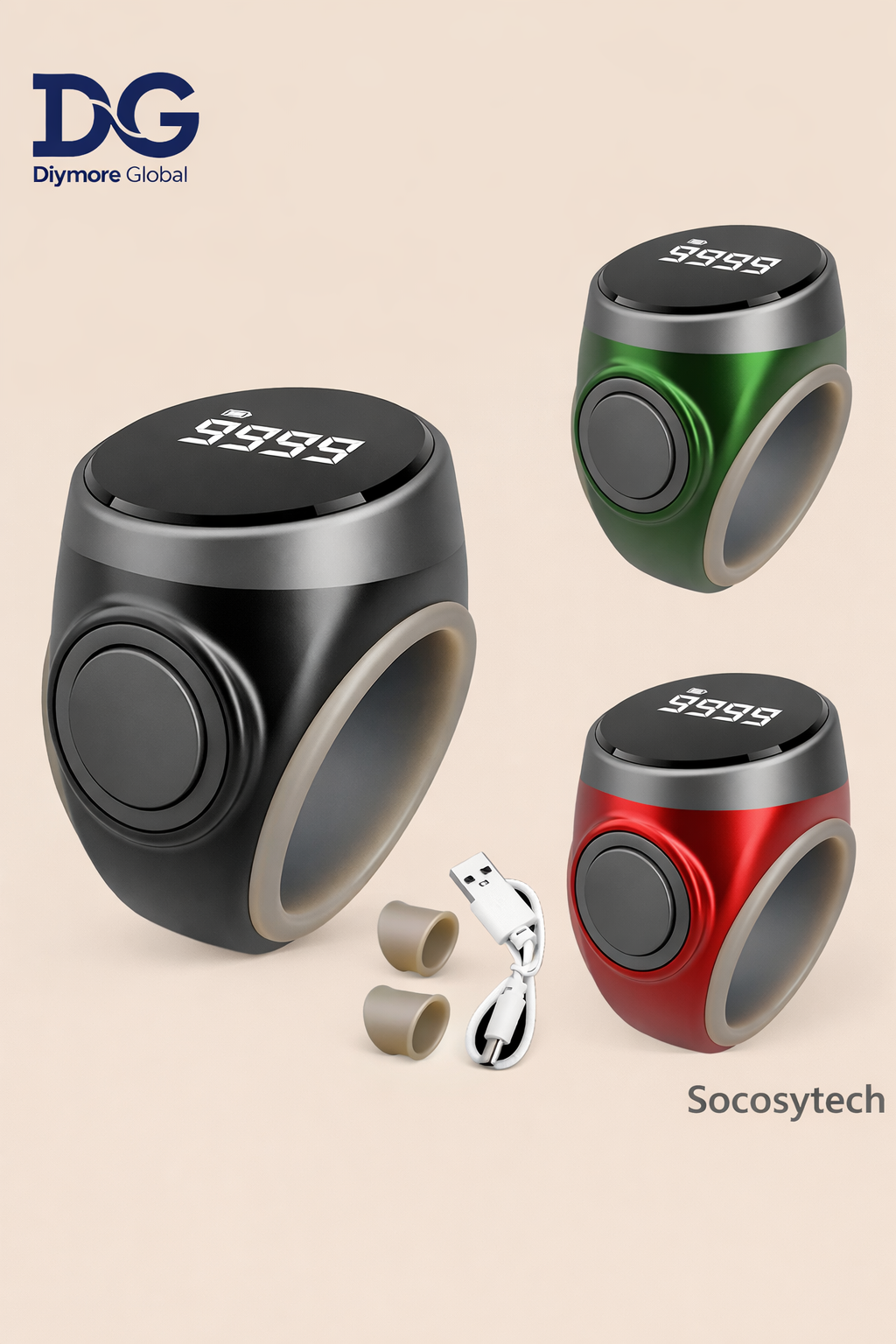 Compteur Digital Intelligent de Doigt – Zikr & Comptage Précis USB-C | Socosytech