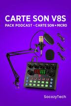 Carte Son V8S – Pack Podcast USB + Micro à Bras – Fabricant : Yuemi Socosytech