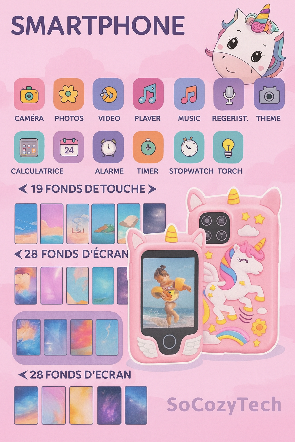 Téléphone Jouet Éducatif Enfant – Écran Tactile & Double Caméra