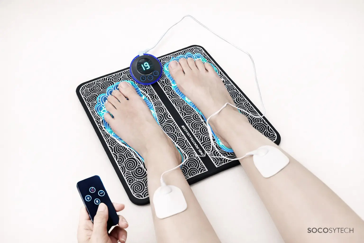 Tapis de massage électrique pour pieds – 8 modes & 19 niveaux – Relaxation & circulation Socosytech