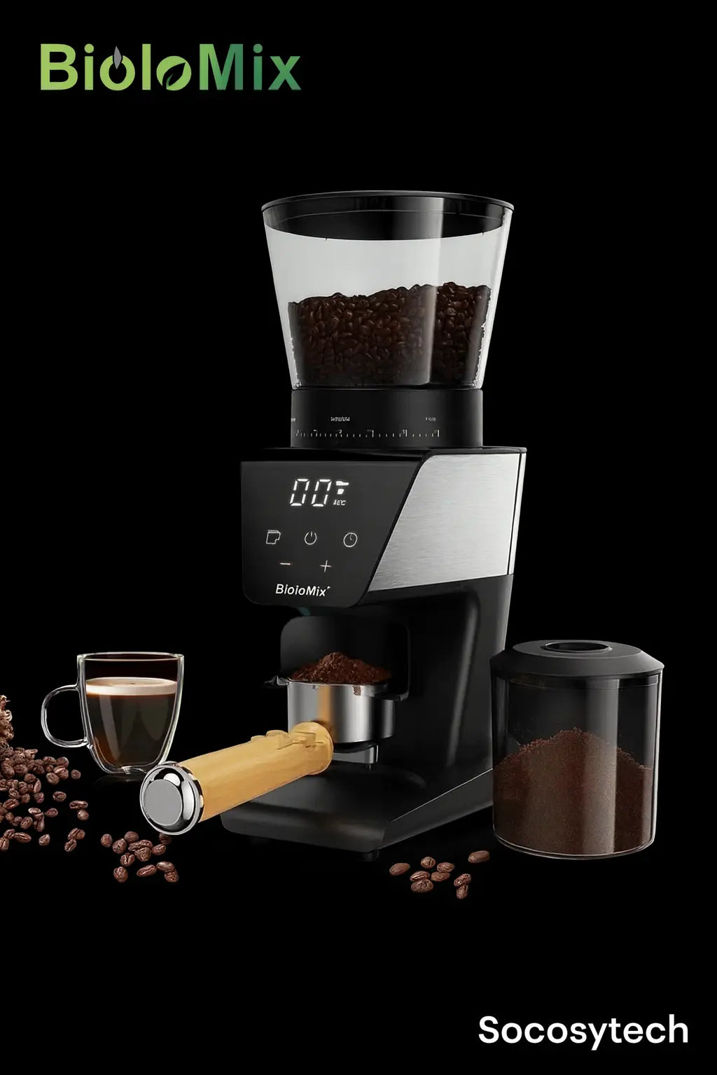 Broyeur à Café Électrique BioloMix – Meules Coniques 40mm, 30 Réglages, 300W (BioloMix) - Socosytech