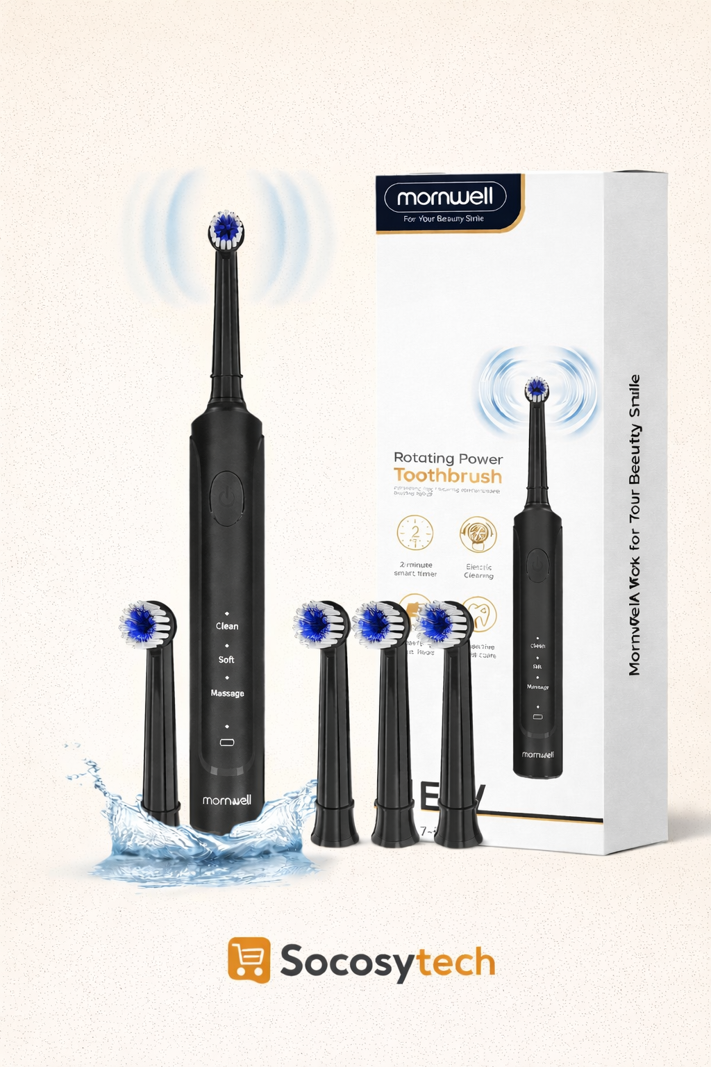 Brosse à Dents Électrique Sonique T37 – 40 000 VPM, IPX7, 3 Modes – Mornwell