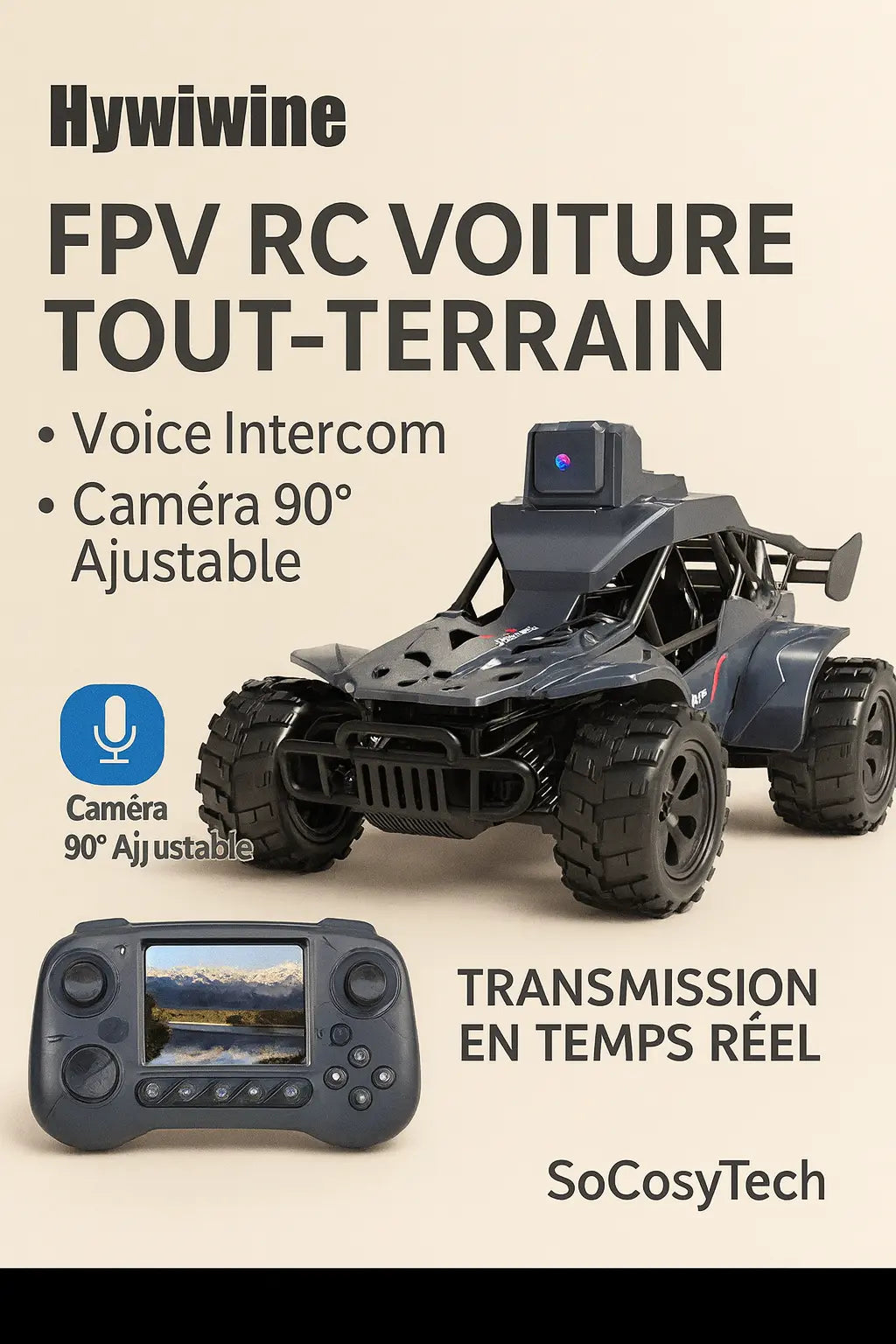 Voiture RC FPV 2.4G avec Caméra WiFi – Buggy Off-Road Haute Vitesse (Hywiwine) - Socosytech
