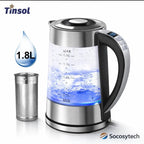 Bouilloire Électrique 1,8 L Verre & Acier Inox – Arrêt Automatique 1800W | Tinsol Socosytech