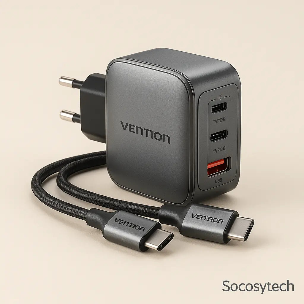 Chargeur GaN 70W Triple Port USB-C / USB-A – Vention Socosytech