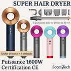 Sèche-Cheveux Professionnel Ions Négatifs 1600W – Multi-Embouts | SenCiciMen Socosytech