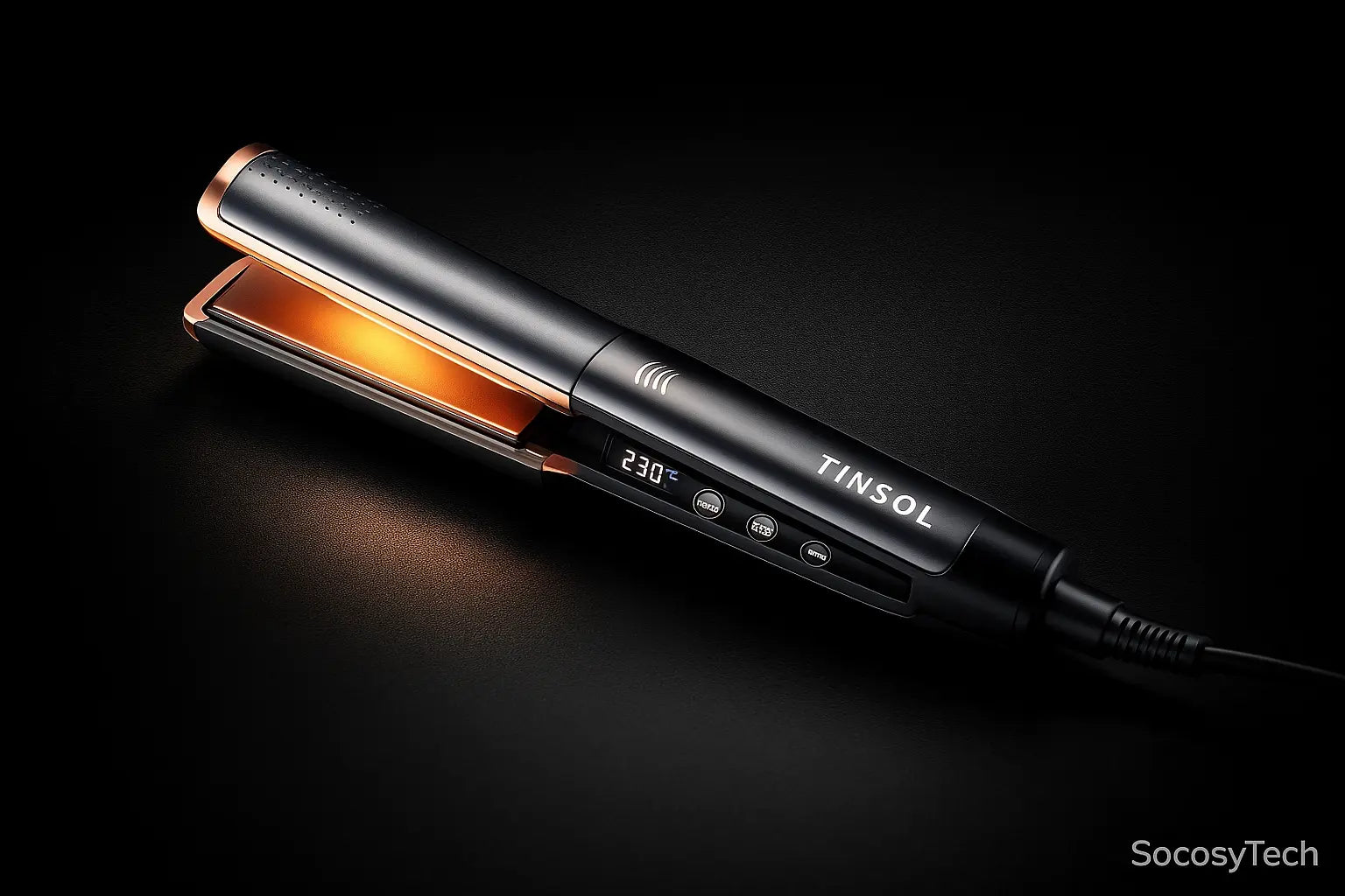 Lisseur & Boucleur Céramique 2-en-1 – Chauffe 15s, Panneaux Larges, Ionique Anti-Frisottis – Tinsol Socosytech