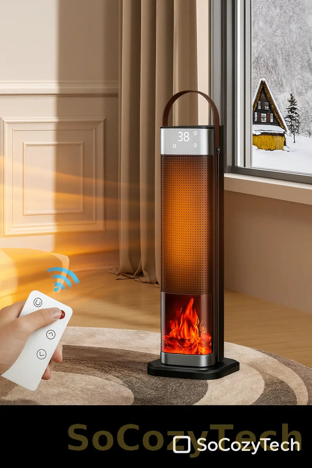 Electric Heater 2000W Heating Fans Portable Electric Space Heater PTC Fan Heater Household Hot Air Blower with Remote Control Socosytech