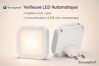 Veilleuse LED Automatique 0.5W – Capteur Nuit/Jour – Lumière Chaude | Socosytech