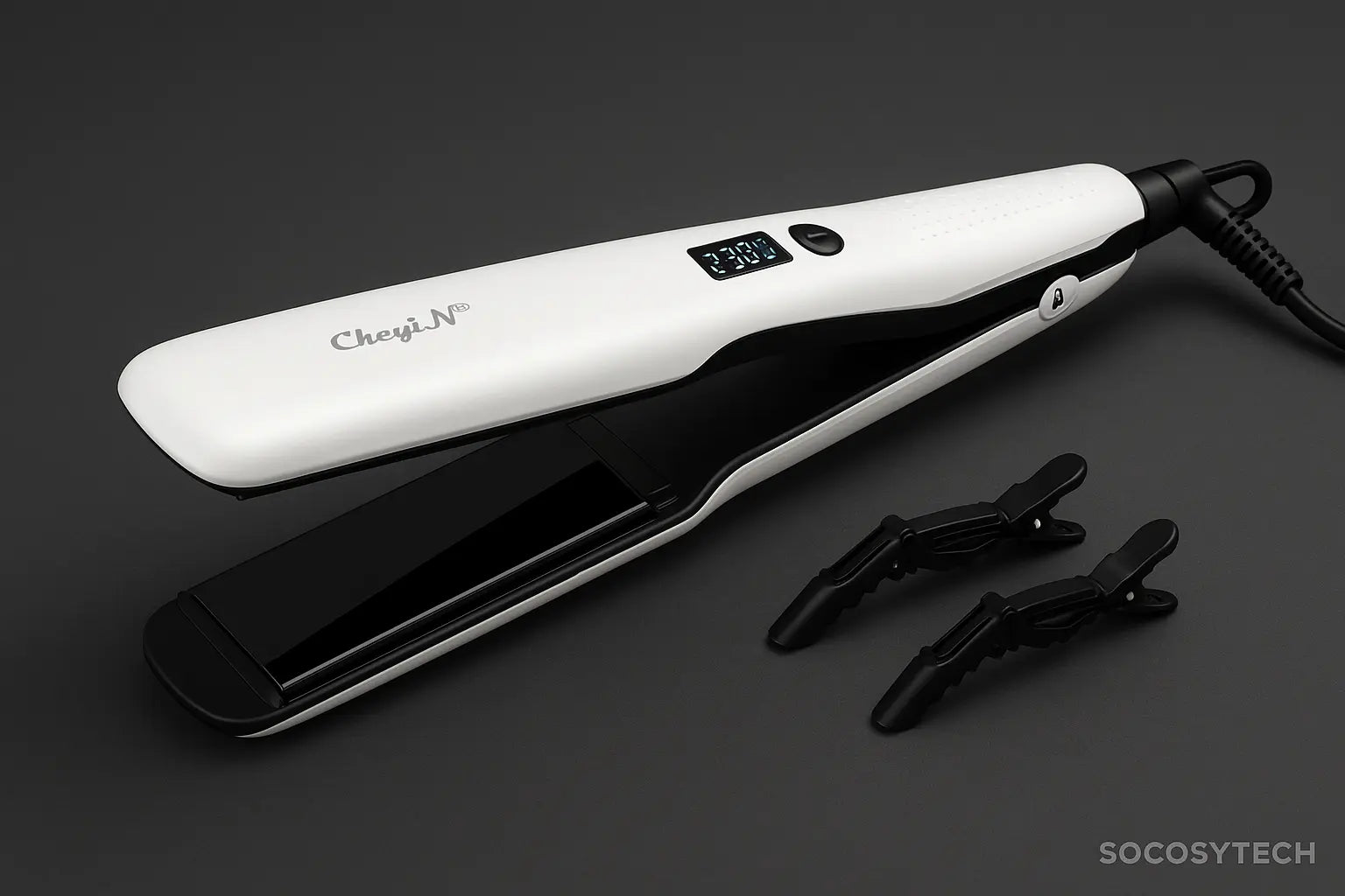 Lisseur CkeyiN 44mm Tourmaline Céramique – LCD, Chauffe Rapide, Température Ajustable (CkeyiN) - Socosytech