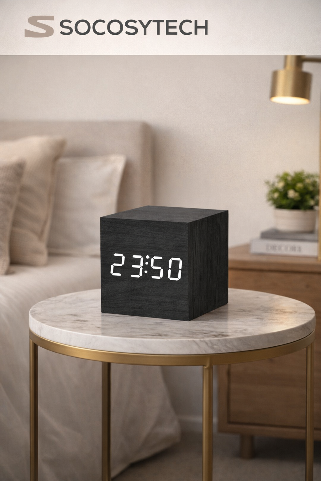 Réveil Digital Bois LED à Commande Vocale – Socosytech